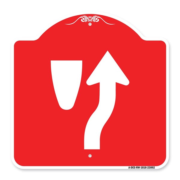 Designer Series Sign Keep Right Graphic Only, Red & White Aluminum Sign, 18" x 18", RW-1818-23892
